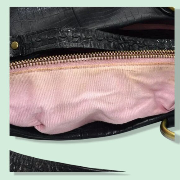 Vintage Sigrid Olsen Leather Reptile Embossed Shoulder Satchel Bag Purse - Picture 12 of 13